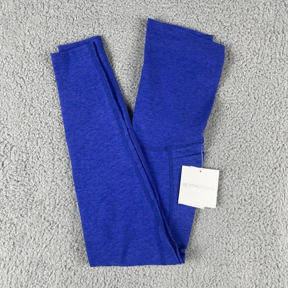 Beyond Yoga Maternity Small Blue Spacedye Out of Pocket High Waist Midi Leggings